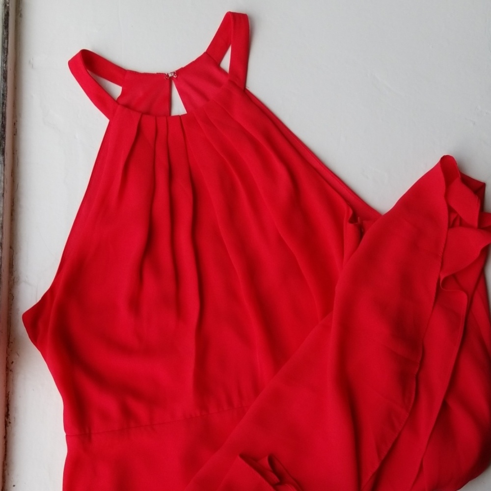 Red Halter Key-Hole Fit and Flare Dress